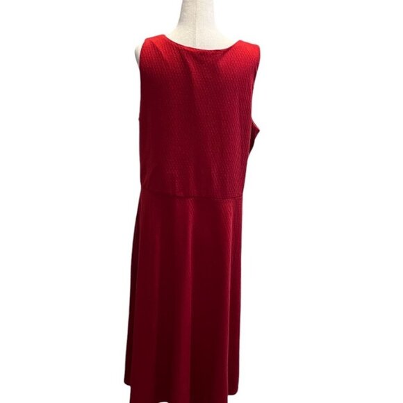 Soft Surroundings Womens Red Sleeveless Textured Fit and Flare Midi Dress LARGE - Picture 9 of 11